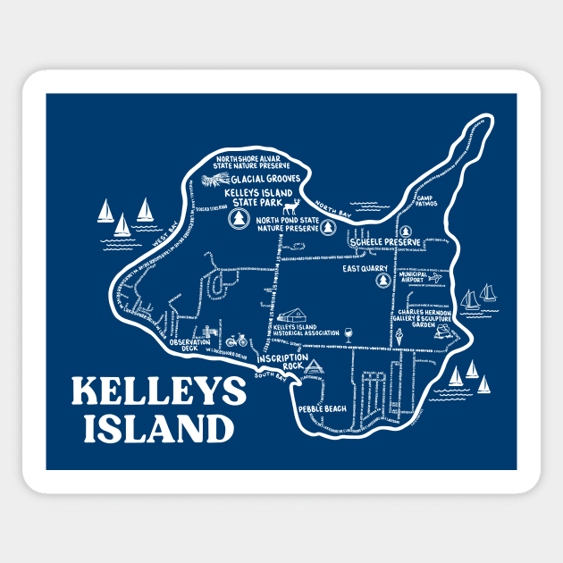 Kelleys Island Map Sticker by fiberandgloss